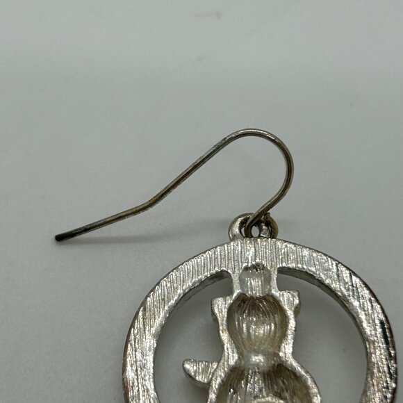 Vintage Kenneth Cole Snowman Earrings Pierced Silver-Tone Holiday Rhinestones - Picture 10 of 16